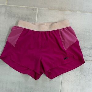 Brooks Women’s Raspberry Athletic Shorts with Cream Waistband
